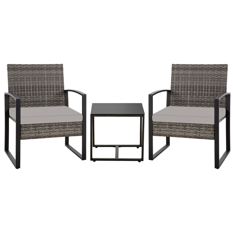 Ainfox 3 Piece Outdoor Patio Furniture Patio Bistro Set Rattan Balcony Furniture Set