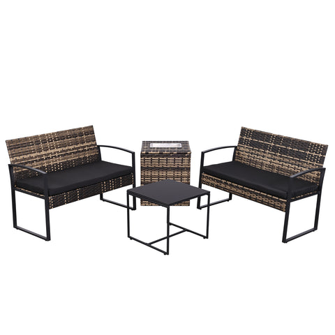 Ainfox 4 Pieces Outdoor Patio Furniture Sets Rattan Chair Wicker Set Outdoor Indoor Use Backyard Porch Garden Poolside Balcony Furniture