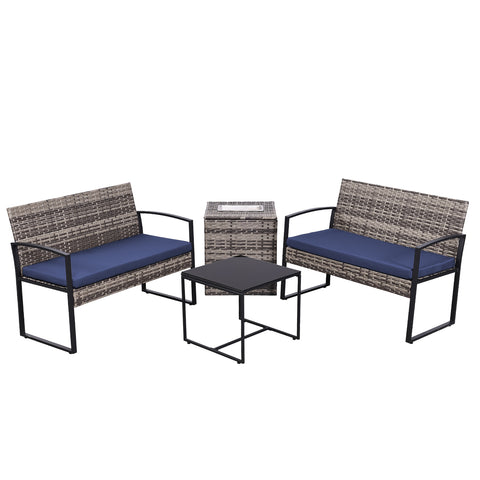 Ainfox 4 Pieces Outdoor Patio Furniture Sets Rattan Chair Wicker Set Outdoor Indoor Use Backyard Porch Garden Poolside Balcony Furniture