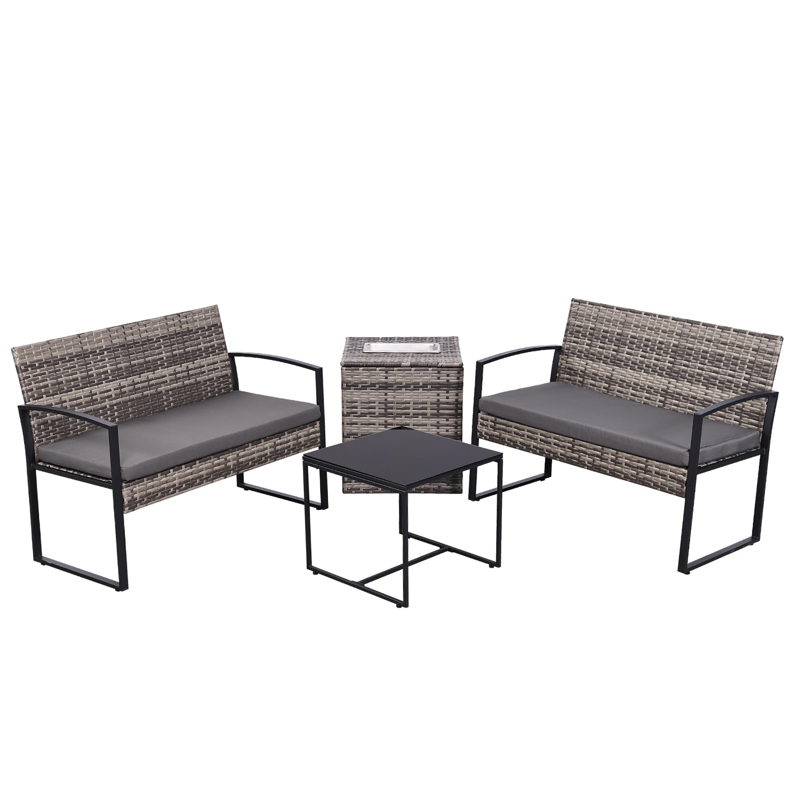 4 Pieces Outdoor Patio Furniture Sets Rattan Chair Wicker Set Outdoor Indoor Use Backyard Porch Garden Poolside Balcony Furniture