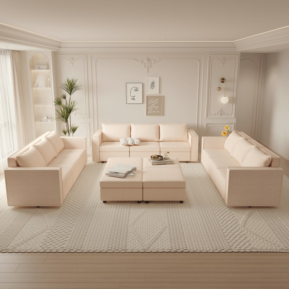13 Seat Modular Sectional Sofa Sleeper Sofa Flannel Sofa Storage Seat