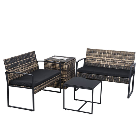 Ainfox 4 Pieces Outdoor Patio Furniture Sets Rattan Chair Wicker Set Outdoor Indoor Use Backyard Porch Garden Poolside Balcony Furniture