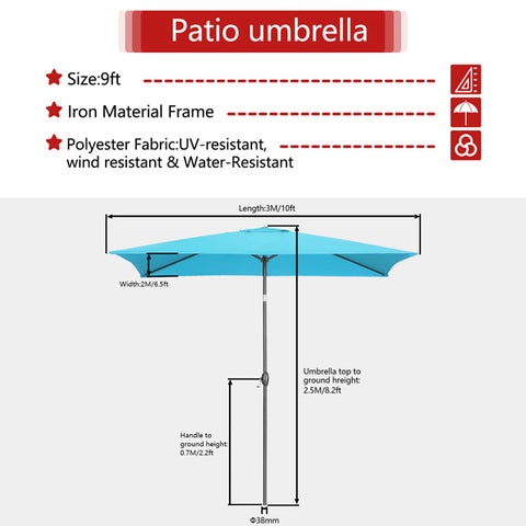 9FT Patio Umbrella Without Base with Tilt and Crank Outdoor Umbrella