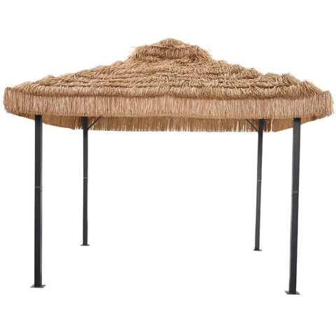 Pergard 10' x 10'FT Straw Canopy, Imitation Straw 4-Corner Gazebo Canopy