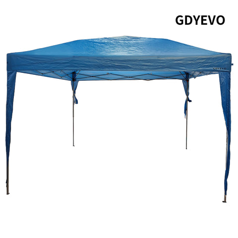 GDYEVO Patio 10x10 ft Pop Up Canopy Tent, Outdoor Canopy, Commercial Instant Gazebos, Easy Set up Carpas for Events, Parties, Camping, Blue.