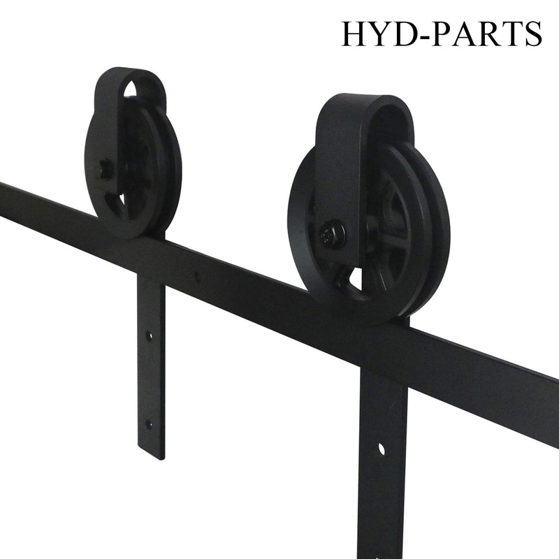 HYD-PARTS 6.6Ft Double Big Wheels Indoor Sliding Barn Door Hardware Rail Track Kit for Double Door