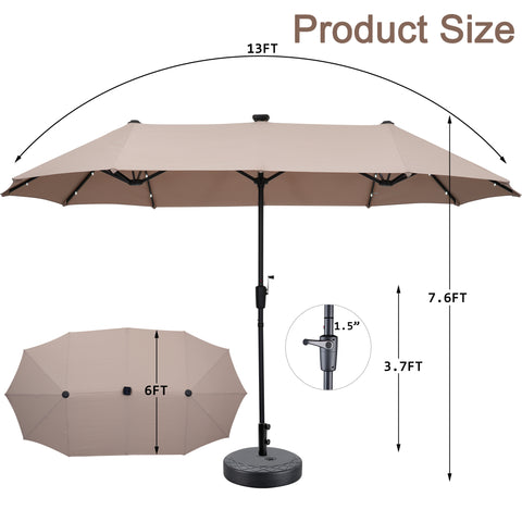 Ainfox 13ft Led Lights Patio Umbrella Outdoor With Patio Umbrella Base For Outdoor,Market