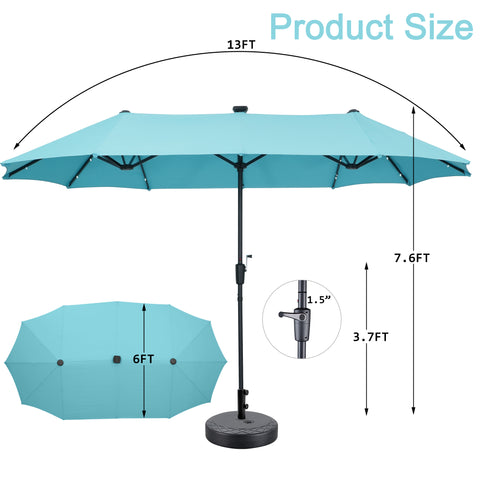 Ainfox 13ft Led Lights Patio Umbrella Outdoor With Patio Umbrella Base For Outdoor,Market