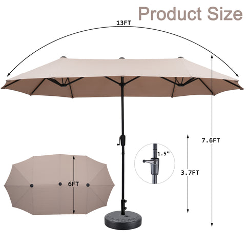 Ainfox 13ft Patio Umbrella Outdoor Two Layers With Umbrella Base