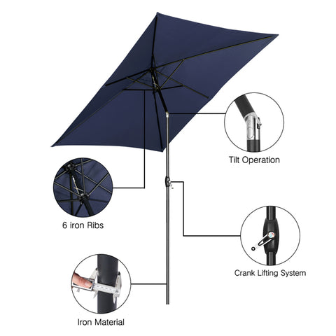 9FT Square Patio Umbrella Without Base with Tilt and Crank Outdoor Umbrella