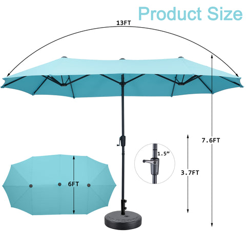 Ainfox 13ft Patio Umbrella Outdoor Two Layers With Umbrella Base