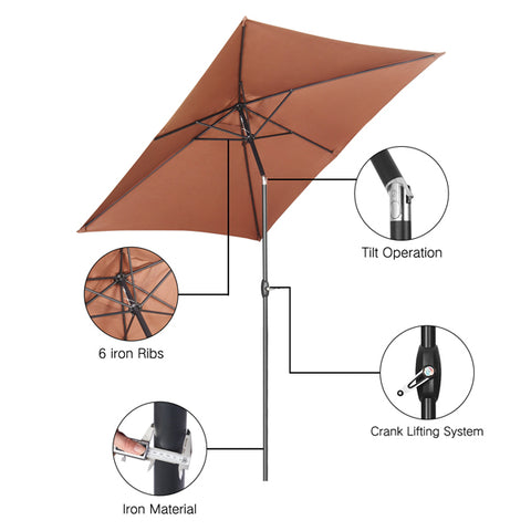 9FT Square Patio Umbrella Without Base with Tilt and Crank Outdoor Umbrella