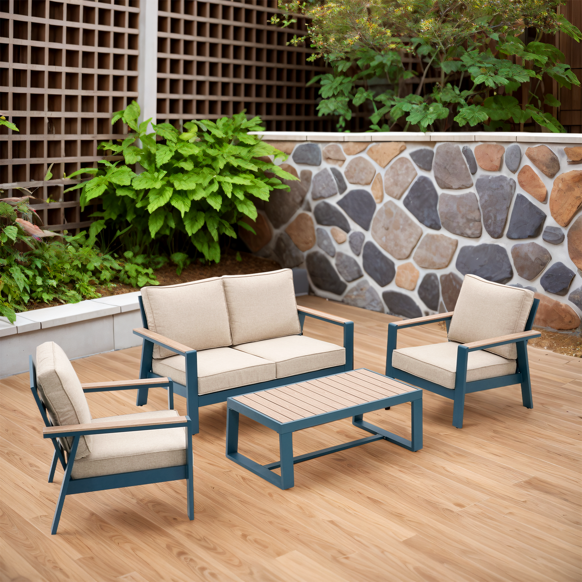 Elegant Aluminum Outdoor Patio Sofa Set Indoor & Outdoor