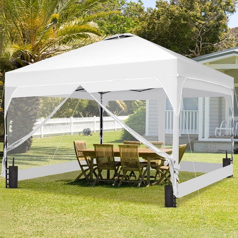 Ainfox Pop Up Canopy Tent Center Lock 4 Removable Walls Windproof UV Shelter Outdoor Commercial,White