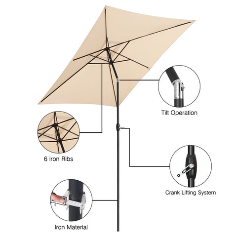 9FT Square Patio Umbrella Without Base with Tilt and Crank Outdoor Umbrella