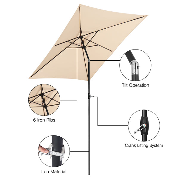 9FT Patio Umbrella Without Base with Tilt and Crank Outdoor Umbrella