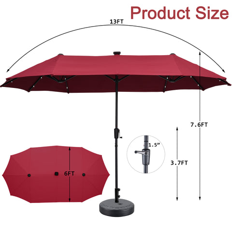 Ainfox 13ft Led Lights Patio Umbrella Outdoor With Patio Umbrella Base For Outdoor,Market