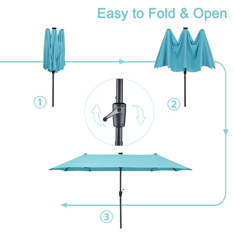 Ainfox 13ft Led Lights Patio Umbrella Outdoor With Patio Umbrella Base For Outdoor,Market