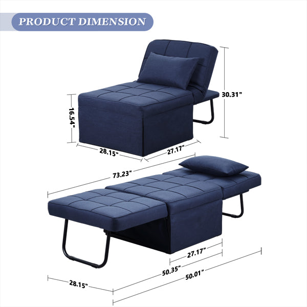 Ainfox 73inch Convertible Sofa Bed Navy Blue,4-in-1 Folding Sofa