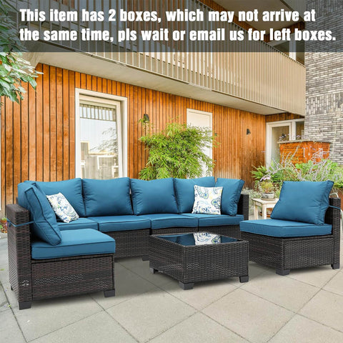 Ainfox 7 Pieces Patio Furniture Set Outdoor Rattan Wicker Patio Conversation Set with Coffee Table,