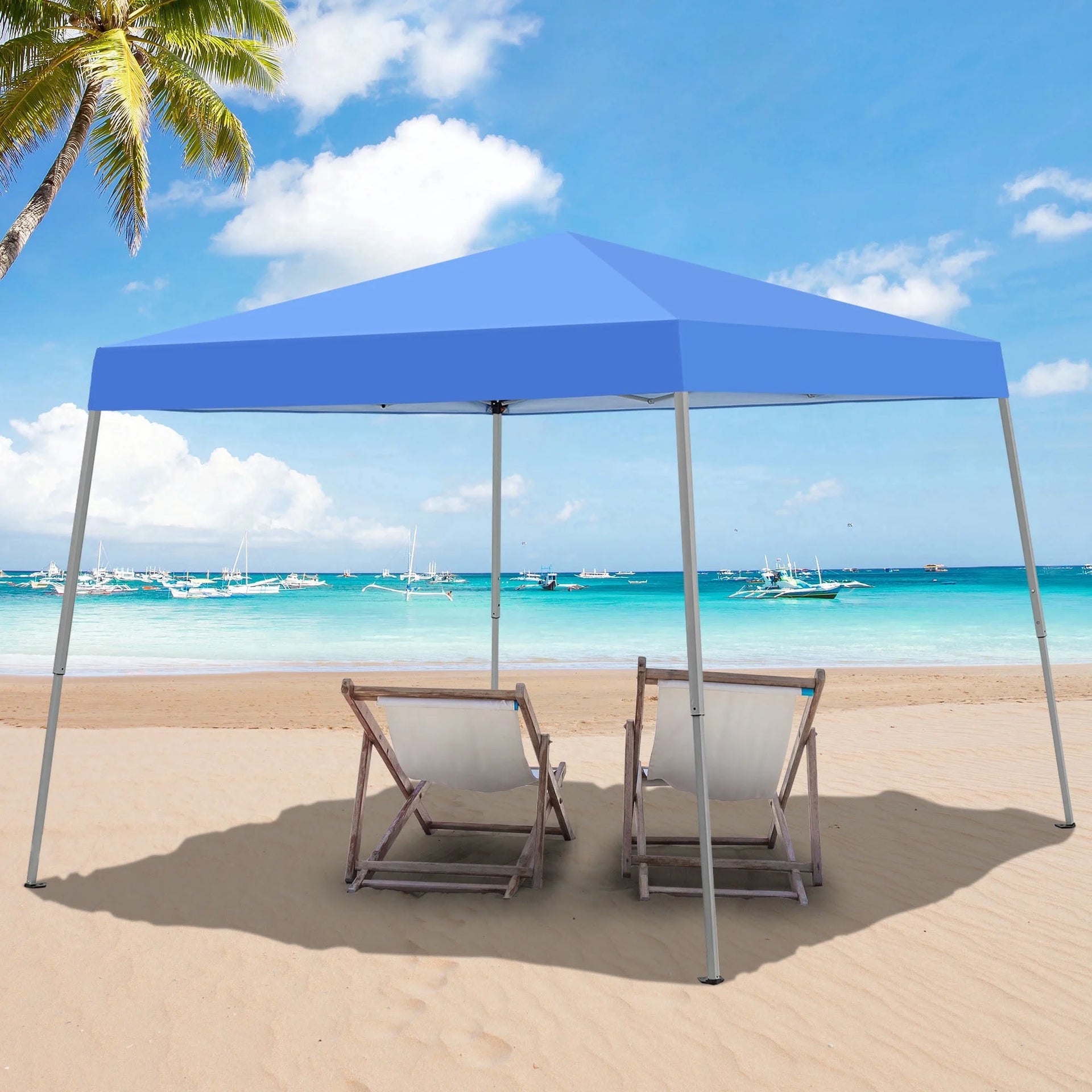 8 x 8 ft Pop up Canopy Tent Instant Slant Outdoor Gazebo Beach Sun Shade Outdoor Activies Weddings