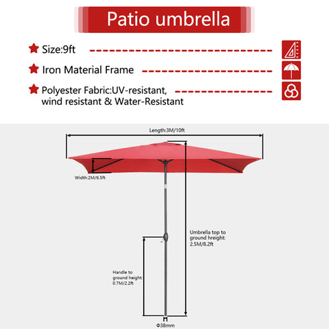 9FT Square Patio Umbrella Without Base with Tilt and Crank Outdoor Umbrella