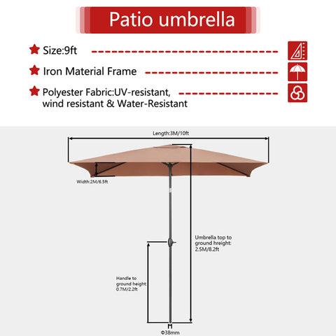 9FT Patio Umbrella Without Base with Tilt and Crank Outdoor Umbrella