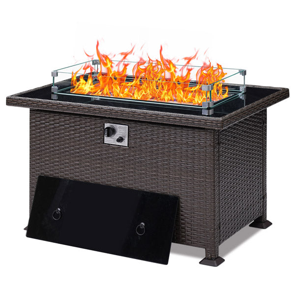 Ainfox Patio Furniture Propane Fire Pit Table, 38 Inch Outdoor Gas Fire Pit