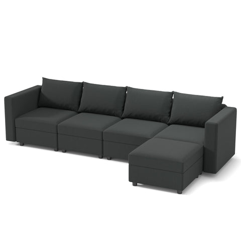 Ainfox Modular Sectional Sofa Couch with Storage Seat Sectional Couch Set 4 Seats +1 Ottoman