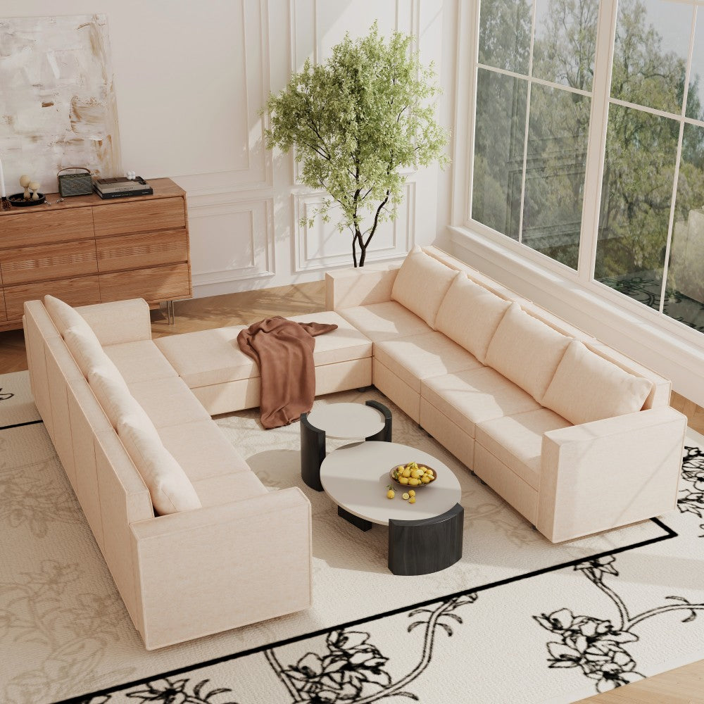 10 Seat Modular Sectional Sofa Sleeper Sofa Flannel Sofa Storage Seat