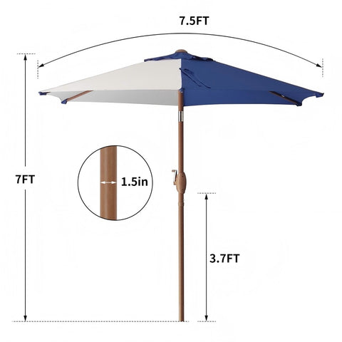 Ainfox 7.5 ft Contrast Color Patio Umbrella Tilt With Umbrella Base