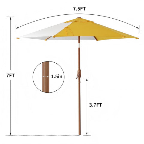 Ainfox 7.5 ft Contrast Color Patio Umbrella Tilt With Umbrella Base