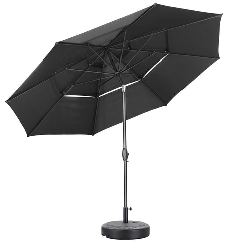 Ainfox 10FT 3 tier vented Outdoor Table Umbrella with Partern Umbrella Base For Beach Market Backyard Camping