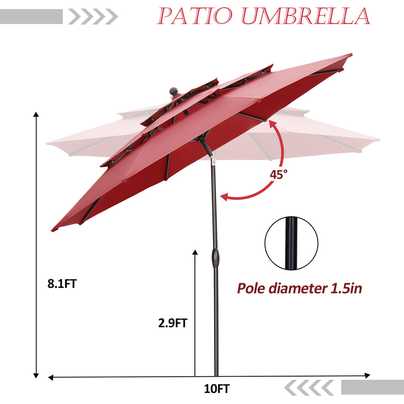 10ft patio umbrella red for outdoor