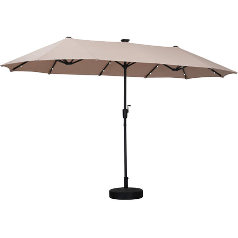 Ainfox 13ft Outdoor Patio Umbrella with Lights and Round Umbrella Base