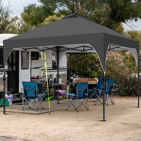 Ainfox 10'x10' Pop Up Canopy Tent, Easy-Setup Gazebo, Outdoor Canopy with 3 Adjustable Heights for Events, Parties, Camping