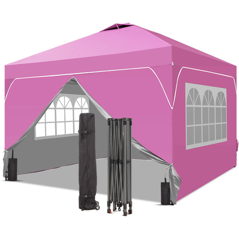 Ainfox 12ftx12ft Pop Up Canopy Tent with 4 Sidewalls One Push Tent Canopy with Wheeled Carry Bag, 8 Stakes and 4 Ropes