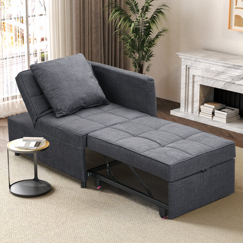 Anifox Recline Sofa Bed Sleeper Chair Grey for Living Room, Small Apartments and Office