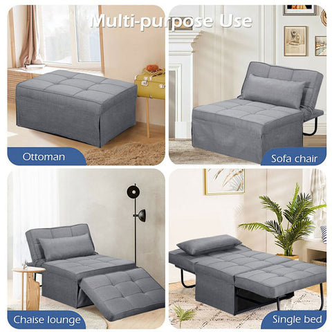 Ainfox 74inch Convertible Sofa Bed Light Grey,4-in-1 Folding Sofa