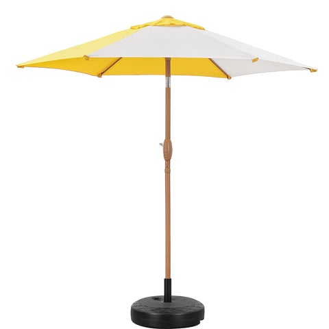 Ainfox 7.5 ft Two Colored Summer Straight Patio Umbrella Yellow And White With Umbrella Base