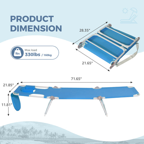 Ainfox Folding Chaise Lounge Chair, Patio Sun Tanning Lounger Reclining Back