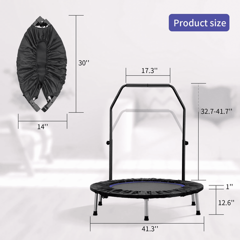Ainfox Mini Trampoline with Adjustable Handle Bar, Fitness Rebounder, 330 lbs Load Capacity, 40 Inch