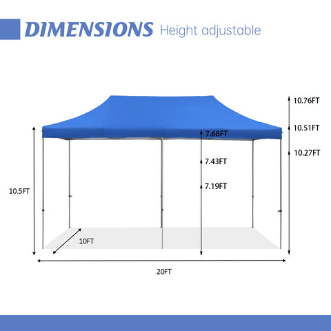 10x20 Heavy Duty Pop up Canopy Tent  Easy Pop Up Commercial Outdoor Canopy Wedding Party Tents with Roller Bag