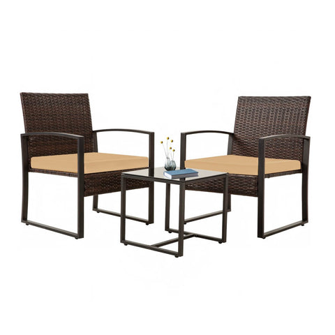 Ainfox 3 Piece Outdoor Patio Furniture Patio Bistro Set Rattan Balcony Furniture Set