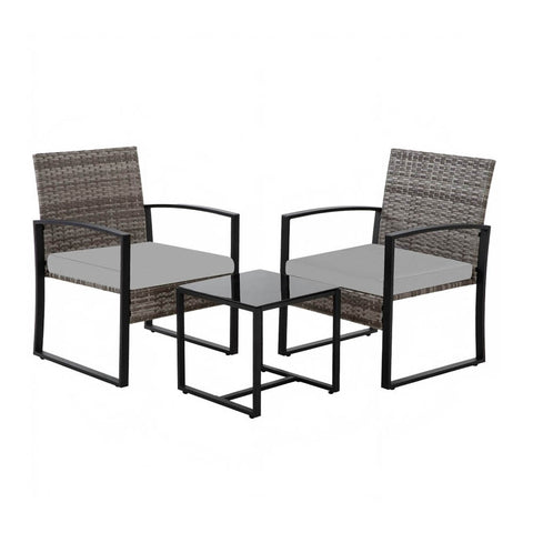 Ainfox 3 Piece Outdoor Patio Furniture Patio Bistro Set Rattan Balcony Furniture Set