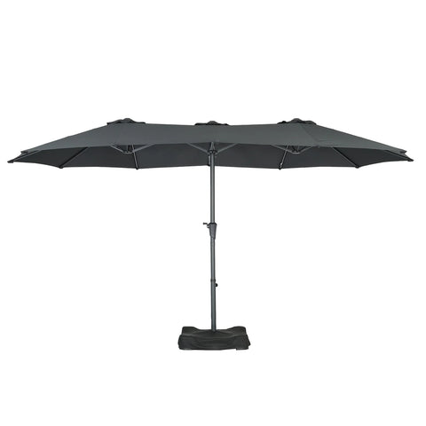 Ainfox 15ft Large Patio Umbrella, Double-Sided Outdoor Rectangle Table Umbrellas with Fillable Weighted Sand Bag Base