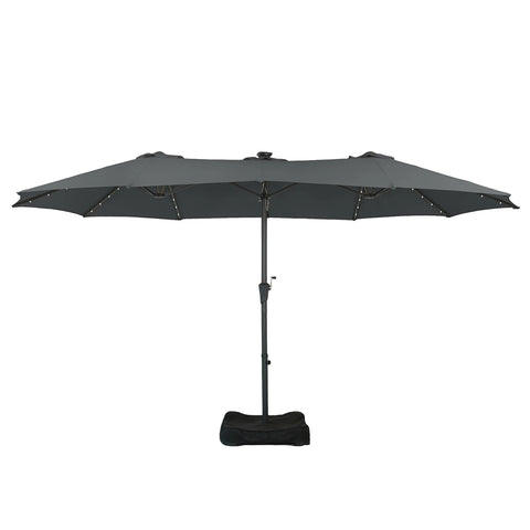 Ainfox 15ft Large Patio Umbrella, Double-Sided Outdoor Rectangle Table Umbrellas with Fillable Weighted Sand Bag Base