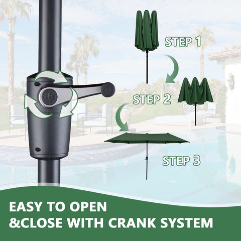 Ainfox 13ft Large Patio Umbrella, Outdoor Double-Sided Rectangle Market Heavy Duty Umbrellas without Base, Green