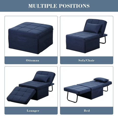 Ainfox 74inch Convertible Sofa Bed Navy Blue ,4-in-1 Folding Sofa