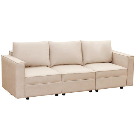 Ainfox Storage Modular Sectional Couches Three Seats Adjust Sofa Beige